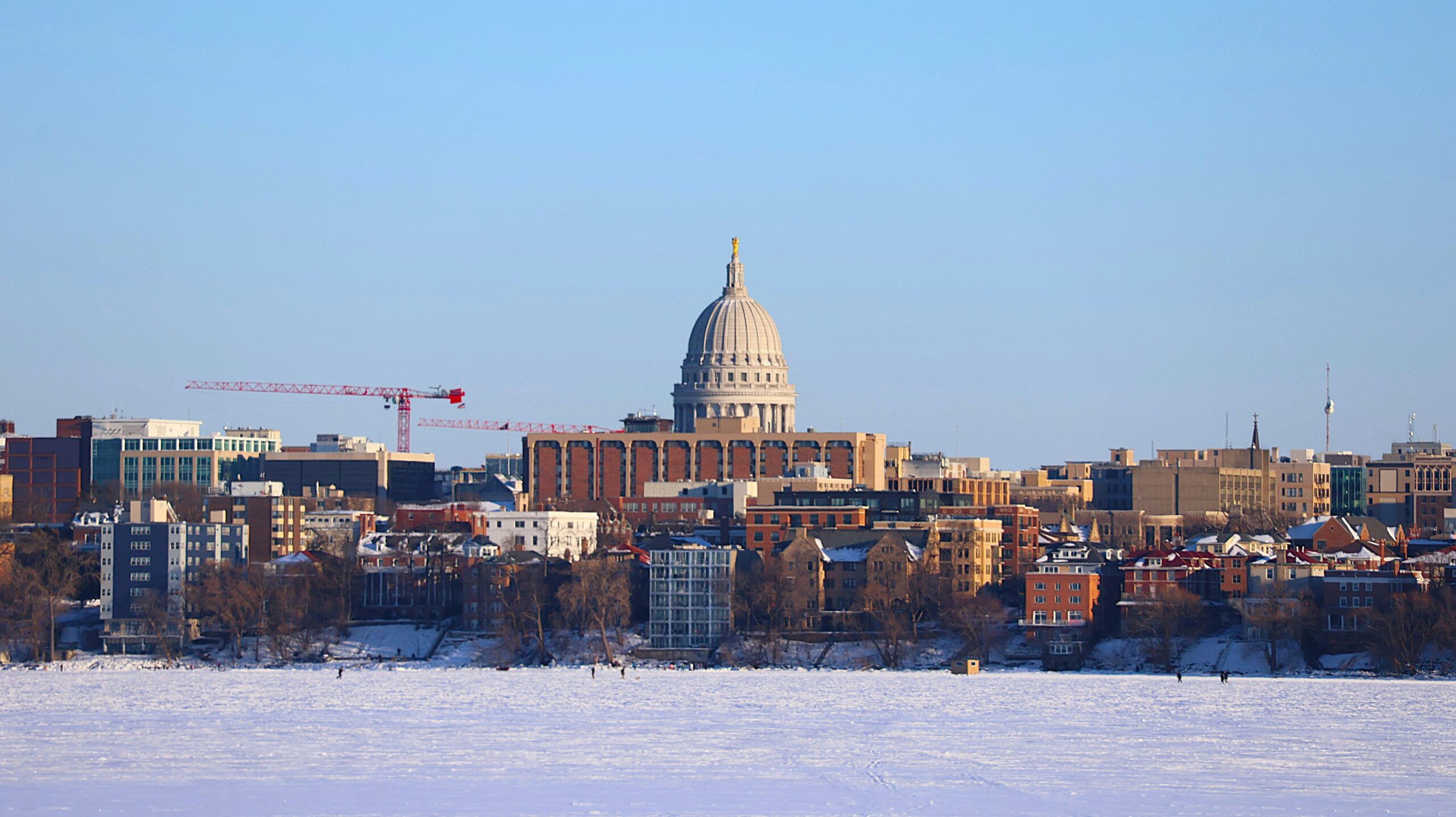 A view of the capital building from across the river